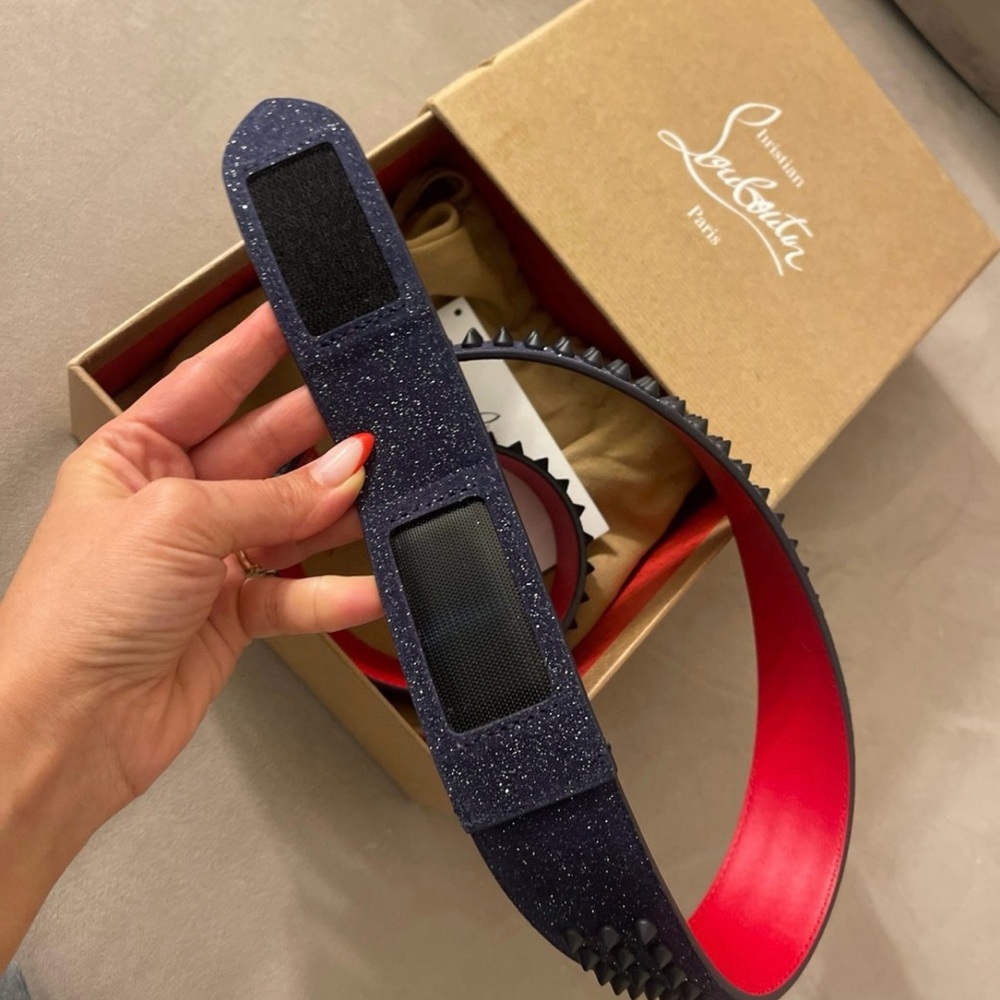 Christian Louboutin Loubi Spike glitter Belt UNISEX - Picture 4 of 9